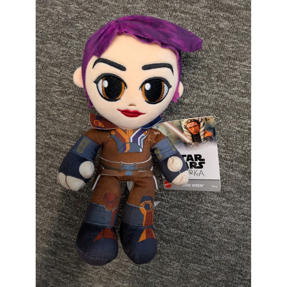 NEW Mattel Plush Toy Star Wars Ahsoka Sabine Wren 8" Brown Purple Stylized